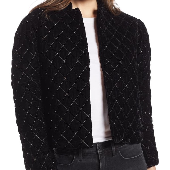 NWOT Something Navy Black Quilted Velvet Jacket - Picture 10 of 15